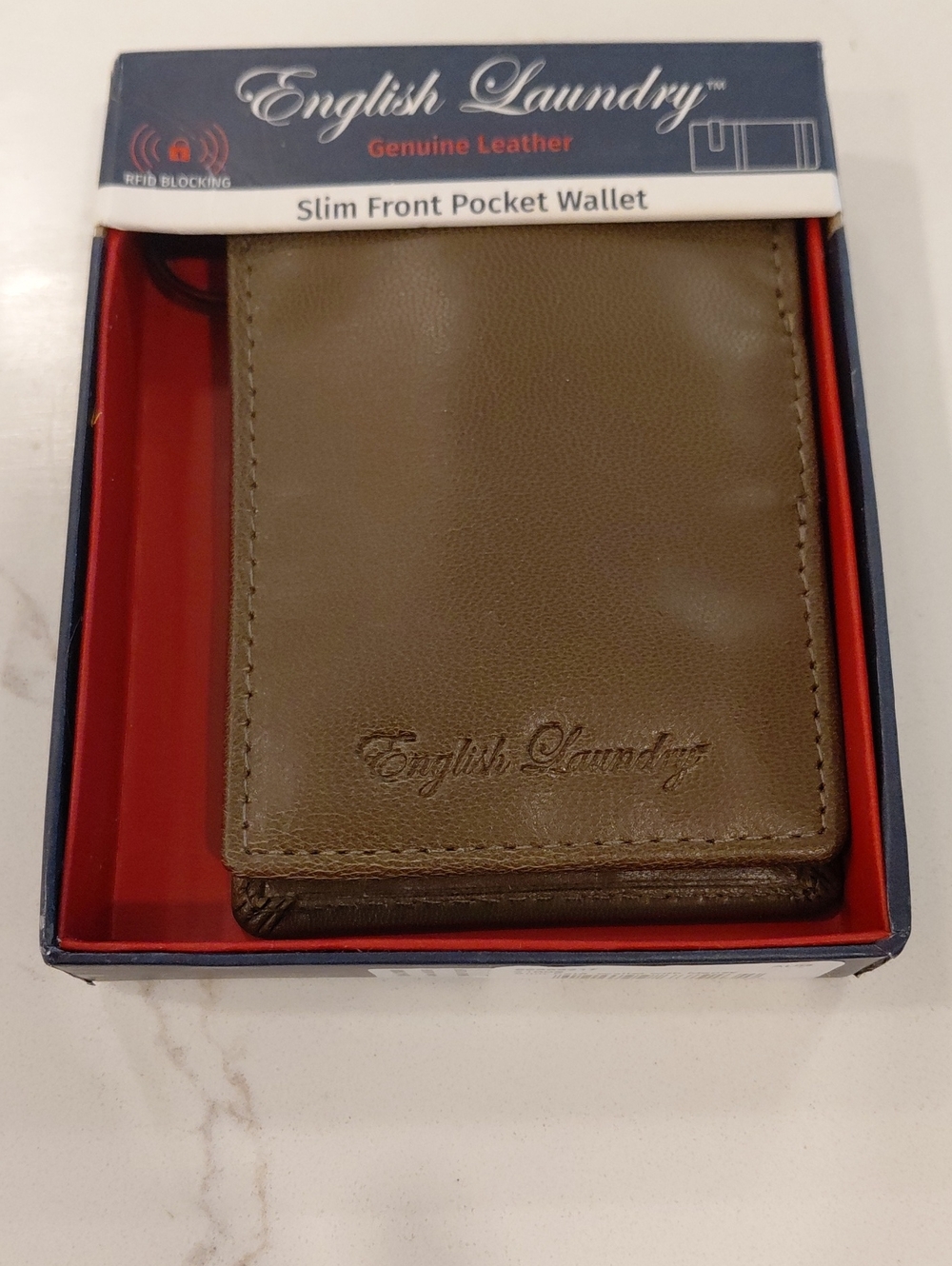 English Laundry Brown Slim Front Pocket Wallet....New